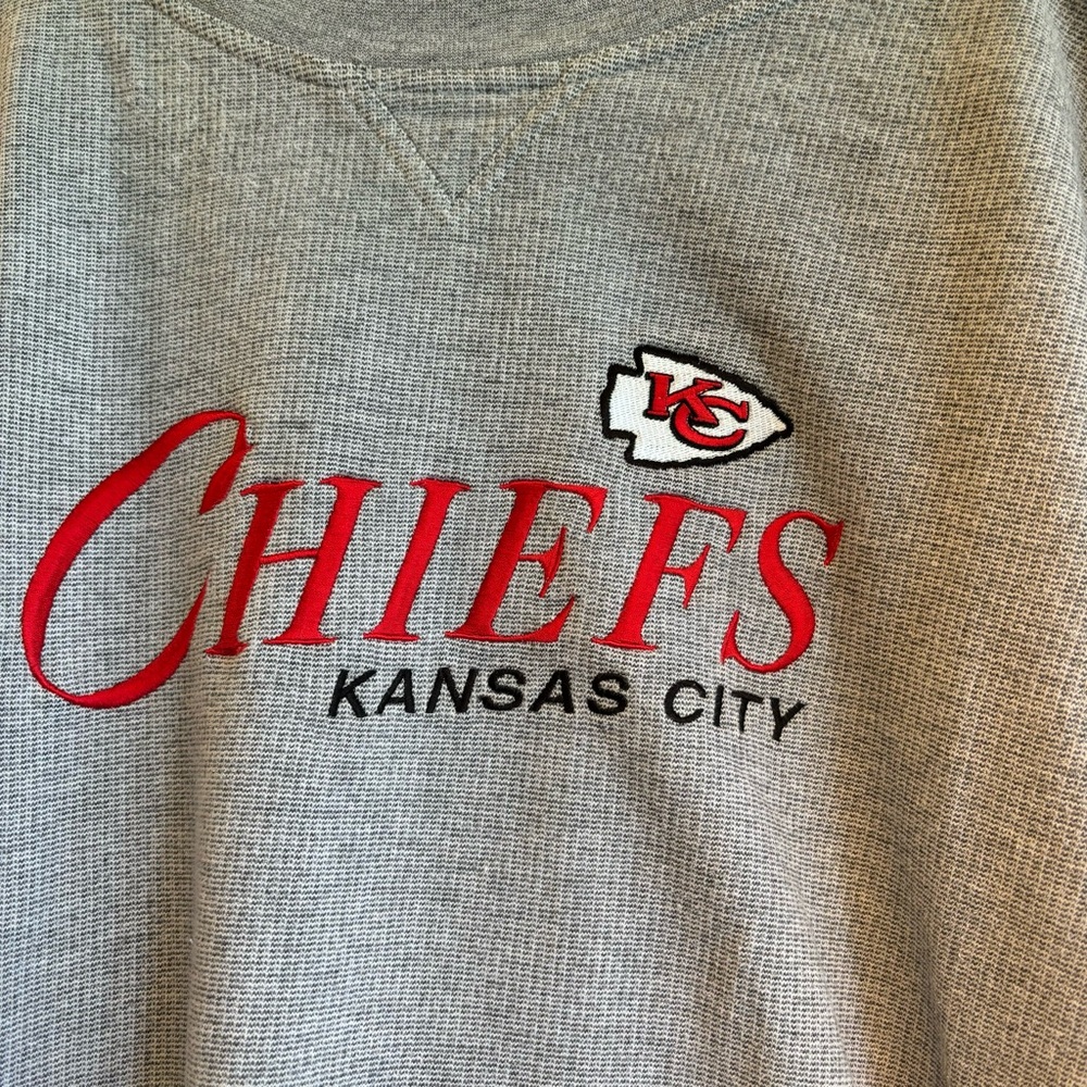 Vintage Kansas City Chiefs waffle knit oversized crew neck sweatshirt ❤️💛